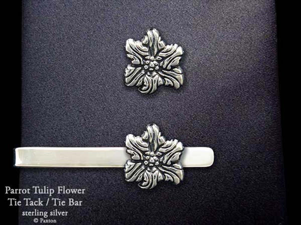 Parrot Tulip Flower sold Lapel Pin or Parrot Tulip Flower Brooch Sterling Silver