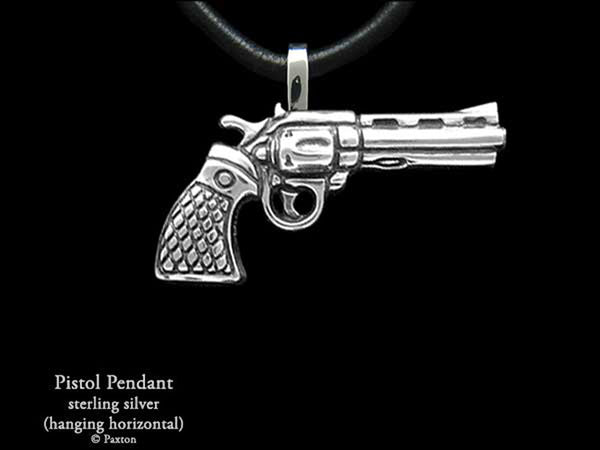 Engraved Revolver Necklace by Silver Phantom Jewelry