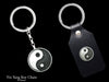 Yin Yang Key Chain / Key Ring Sterling Silver Leather