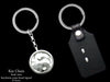 Yin Yang Key Chain / Key Ring Sterling Silver Leather