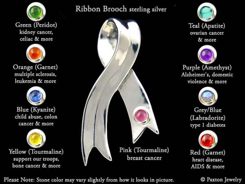 Awareness Ribbon Brooch Pin Sterling Silver by Paxton Jewelry